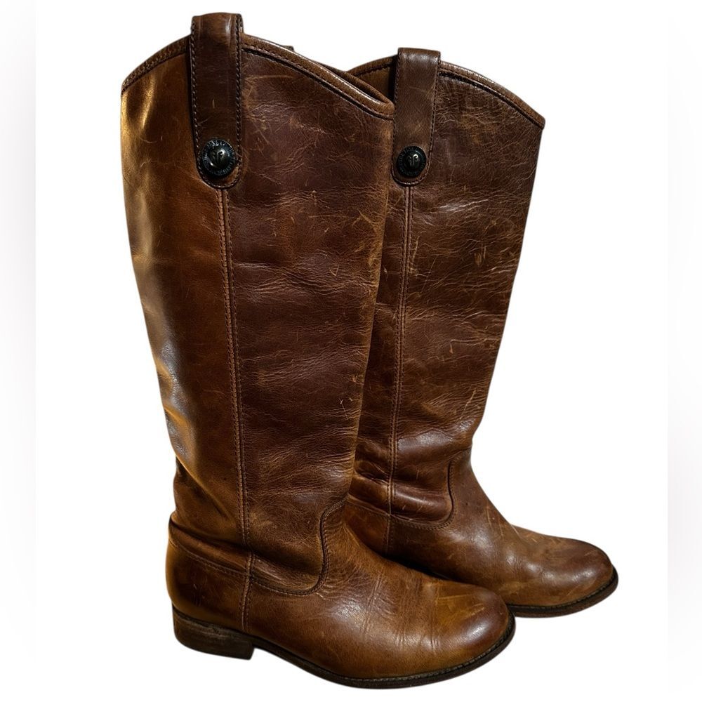 Frye Melissa Button Riding Boots Cognac Brown Tall Leather Women’s 6
